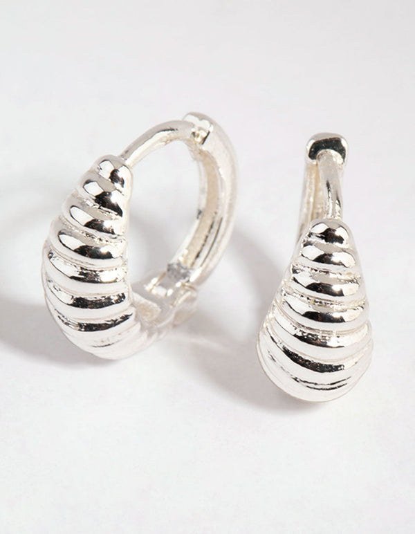 Silver Mini Croissant Huggie Earrings