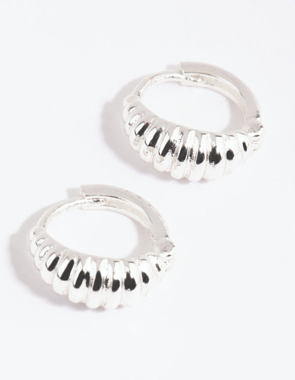 Silver Mini Croissant Huggie Earrings