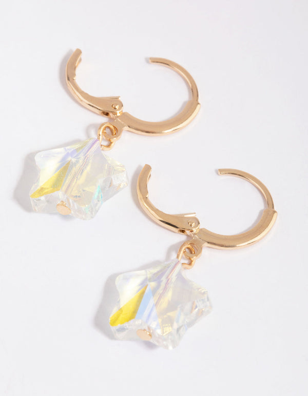Silver Abstract Star Huggie Earrings