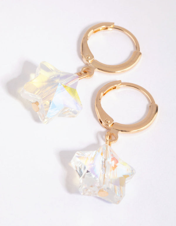 Silver Abstract Star Huggie Earrings