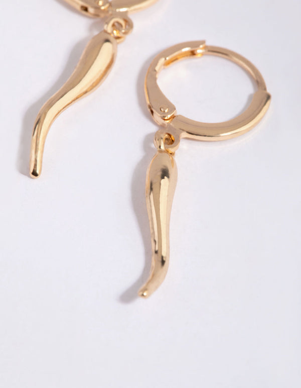 Gold Chilli Huggie Earrings