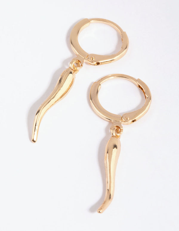 Gold Chilli Huggie Earrings