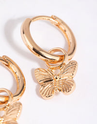 Gold Butterfly Huggie Earrings - link has visual effect only