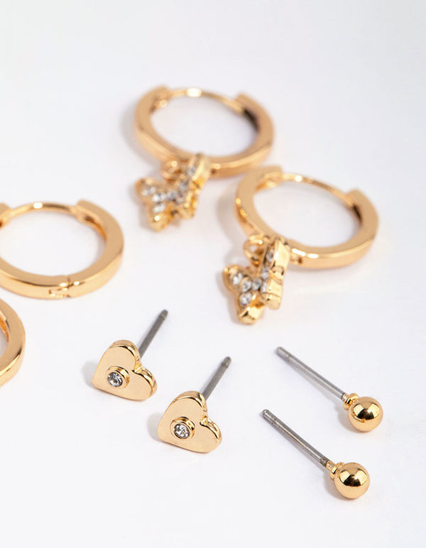 Gold Butterfly Stud and Huggie Pack
