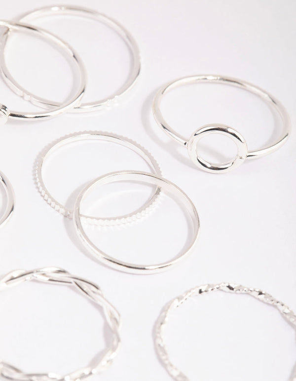 Silver Love and Shapes Ring Pack