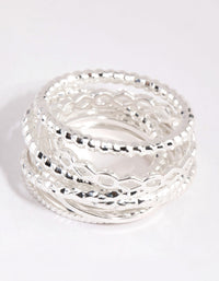 Silver Mixed Texture Ring Pack - link has visual effect only