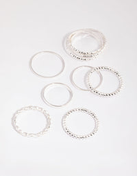 Silver Mixed Texture Ring Pack - link has visual effect only