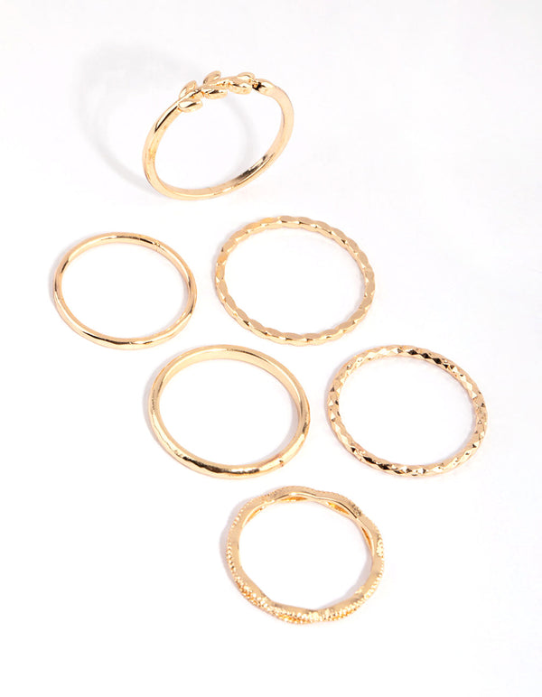 Gold Vine and Textured Ring Pack