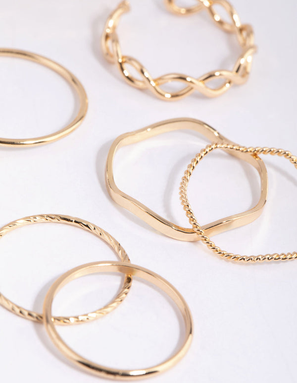 Gold Cross and Wave Ring Pack