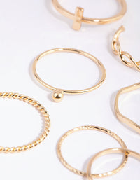 Gold Cross and Wave Ring Pack - link has visual effect only