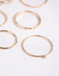 Gold Butterfly and Diamante Fine Ring Pack - link has visual effect only