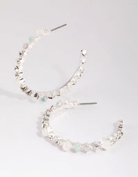 Silver Mixed Stone Hoop Earrings - link has visual effect only