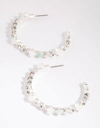 Silver Mixed Stone Hoop Earrings - link has visual effect only