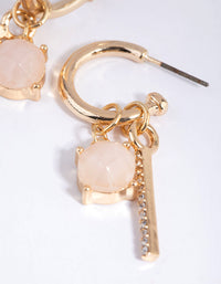 Gold Rose Quartz Huggie Hoop Earrings - link has visual effect only
