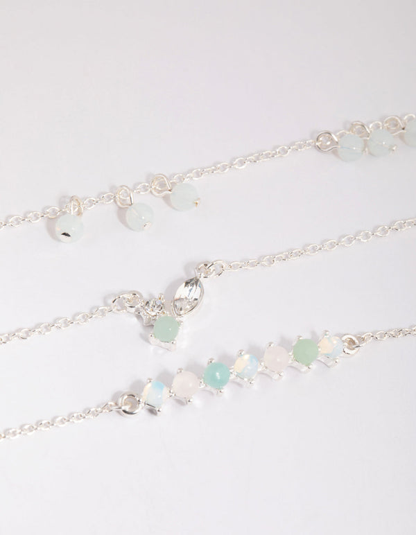 Silver Mixed Bead Bracelet and Anklet Pacl