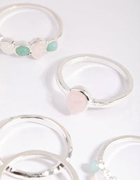Silver Mixed Stone Ring Stack Pack - link has visual effect only