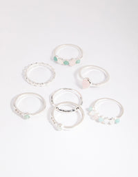 Silver Mixed Stone Ring Stack Pack - link has visual effect only