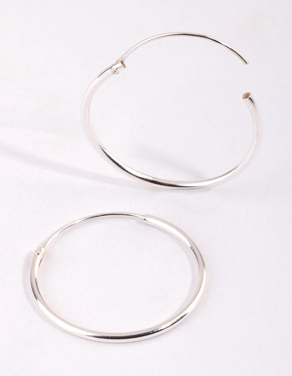 Sterling Silver Plain Hoop Earrings