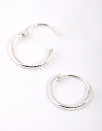 Sterling Silver Diamond Cut Hoop Earrings - link has visual effect only