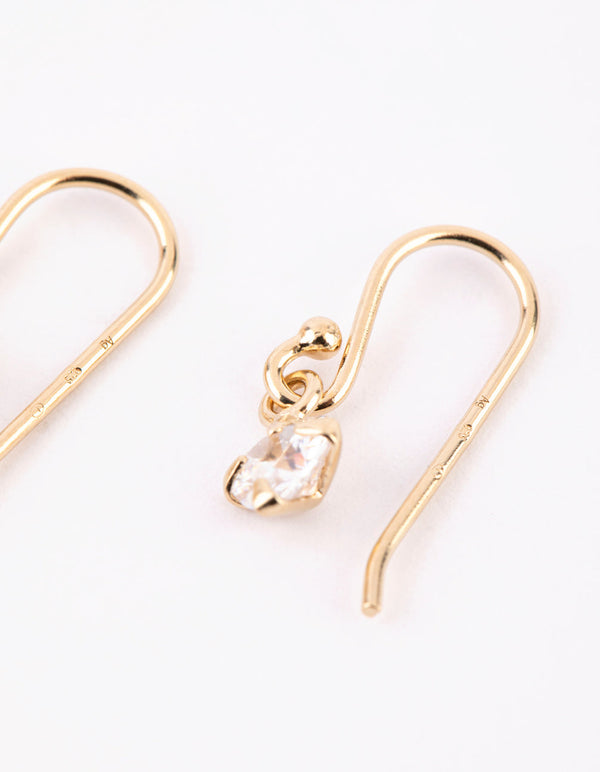 Rose Gold Plated Sterling Silver Cubic Zirconia Heart Drop Earrings