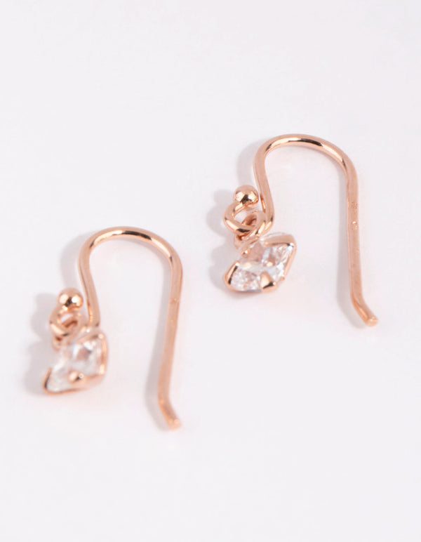 Gold Plated Sterling Silver Cubic Zirconia Heart Drop Earrings