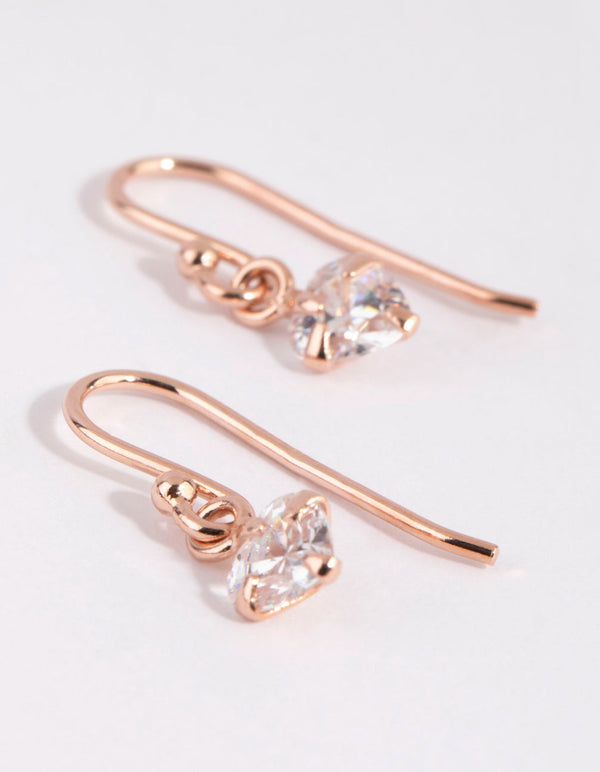 Gold Plated Sterling Silver Cubic Zirconia Heart Drop Earrings