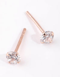 Small Rose Gold Plated Sterling Silver Cubic Zirconia Stud Earrings - link has visual effect only
