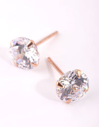 Large Rose Gold Plated Sterlig Silver Cubic Zirconia Stud Earrings - link has visual effect only