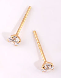 Small Gold Plated Sterling Silver Cubic Zirconia Stud Earrings - link has visual effect only