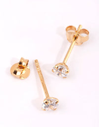 Small Gold Plated Sterling Silver Cubic Zirconia Stud Earrings - link has visual effect only