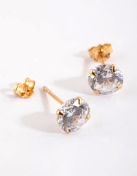 Large Gold Plated Sterling Silver Cubic Zirconia Stud Earrings - link has visual effect only