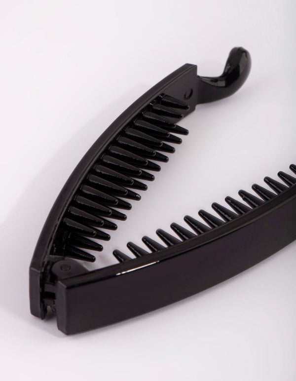 Black Shiny Rectangular Banana Clip