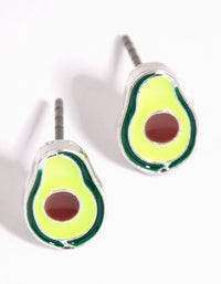 Rhodium Avocado Stud Earrings - link has visual effect only