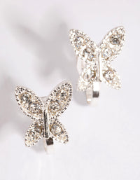 Silver Diamante Butterfly Clip On Earrings - link has visual effect only