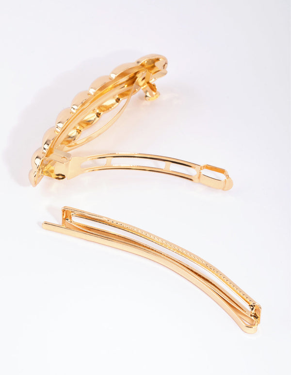 Gold Croissant Twist Clip Pack