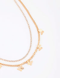 Gold Butterfly Cup Chain Layered Necklace - link has visual effect only