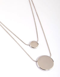Rhodium Circle Disc Layered Necklace - link has visual effect only