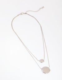 Rhodium Circle Disc Layered Necklace - link has visual effect only