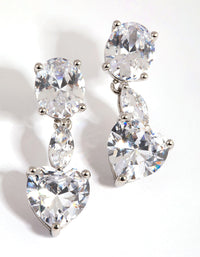 Rhodium Diamond Simulant Heart Drop Earrings - link has visual effect only
