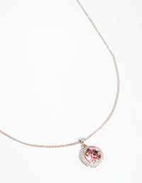 Rhodium and Pink Diamond Simulant Claw Necklace - link has visual effect only