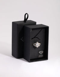 Rhodium Diamond Simulant Marquise Vintage Ring - link has visual effect only