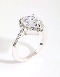 Silver Diamond Simulant Teardrop Ring - link has visual effect only