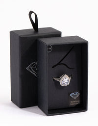 Silver Diamond Simulant Teardrop Ring - link has visual effect only