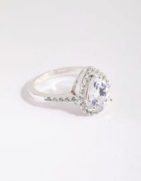 Silver Diamond Simulant Teardrop Ring - link has visual effect only