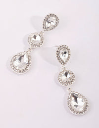 Silver Circular and Teardrop Diamante Earrings - link has visual effect only