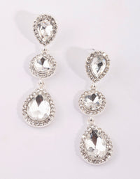 Silver Circular and Teardrop Diamante Earrings - link has visual effect only