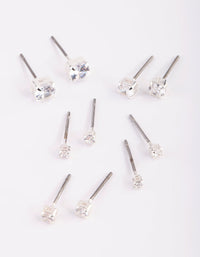 Silver Graduated Diamante Stud Earring Pack - link has visual effect only