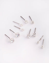 Silver Graduated Diamante Stud Earring Pack - link has visual effect only