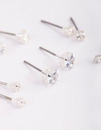 Silver Graduated Diamante Stud Earring Pack - link has visual effect only