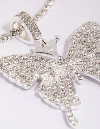 Silver Statement Diamante Butterfly Necklace - link has visual effect only